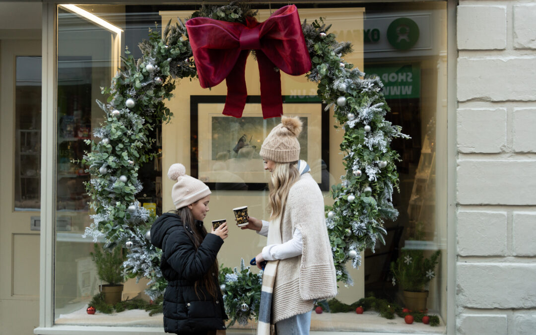 Mother and daughter Christmas shopping